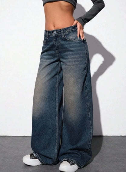 Women High Rise Low Distress Light fade jeans