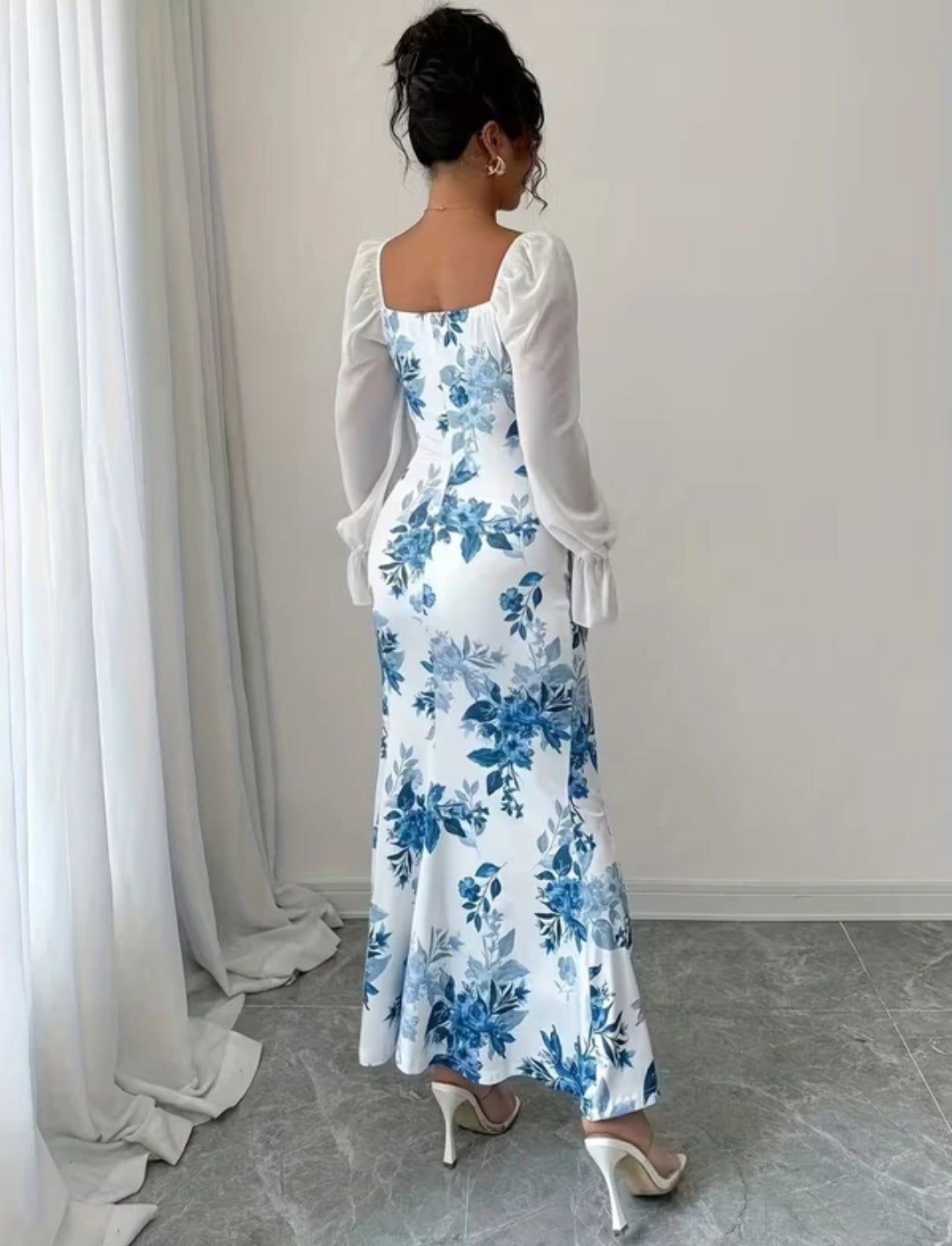 Women Bodycon white, Blue Maxi/Full Length dress