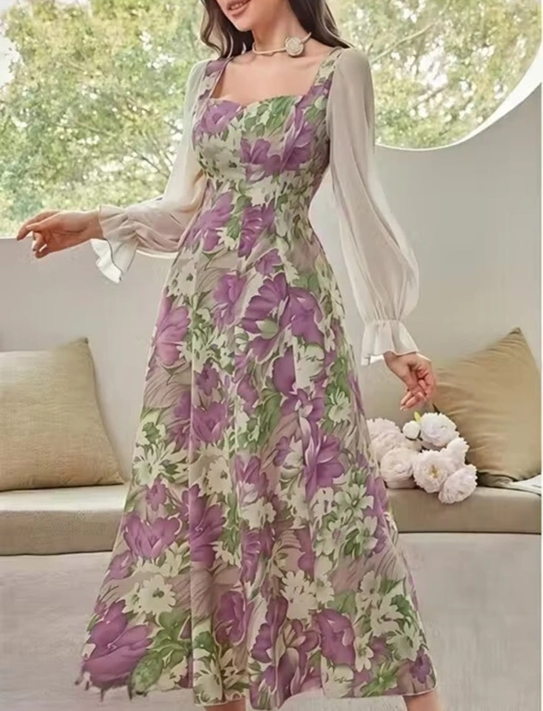 Women Fit and Flare Multicolour mid/Calf Length dress