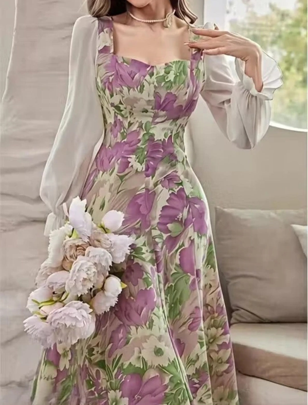 Women Fit and Flare Multicolour mid/Calf Length dress