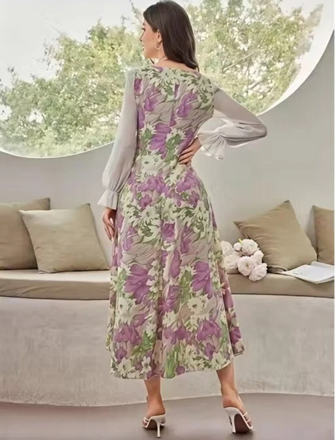 Women Fit and Flare Multicolour mid/Calf Length dress