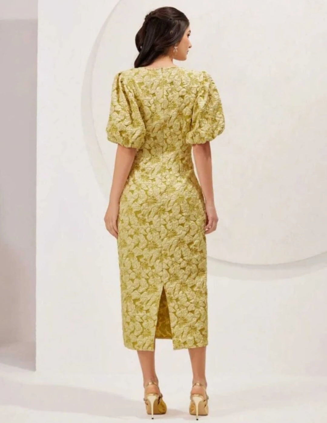 Women Bodycon Yellow Midi/Calf Length Dress