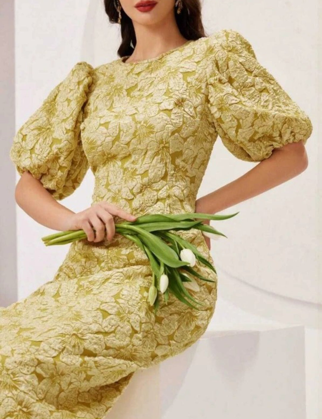 Women Bodycon Yellow Midi/Calf Length Dress